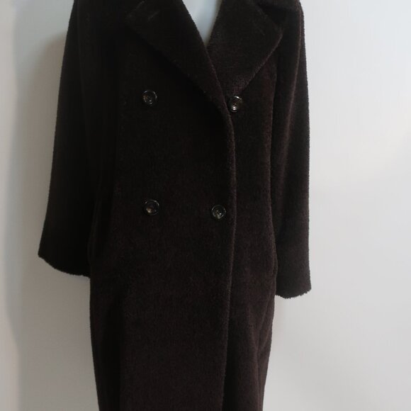 Womens Max Mara Dark Chocolate Brown Alpaca Wool Double Breasted Coat 4 - Picture 8 of 16